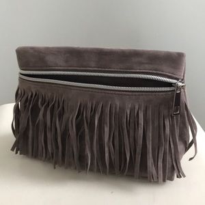 Brown/Tan makeup bag with tassels
